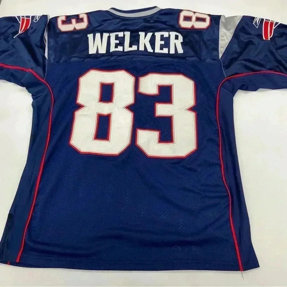 Reebok NFL New England Patriots “WELKER” Stitched On Field Blue Jersey Size 48 - Picture 7 of 9